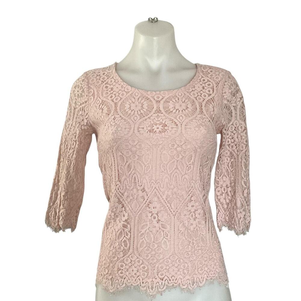 Three Pink Hearts Soft Pink Lace Blouse: Y2K, 2000s